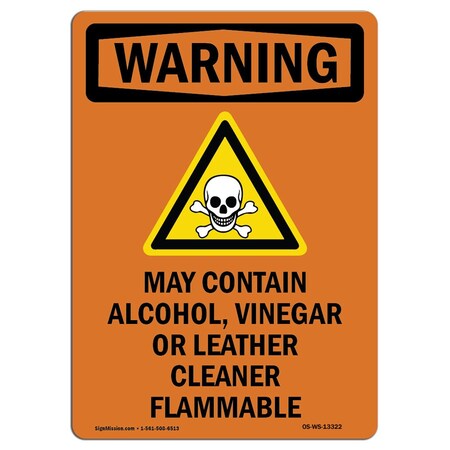Signmission Safety Sign, OSHA WARNING, 18" Height, May Contain Alcohol, Portrait OS-WS-D-1218-V-13322